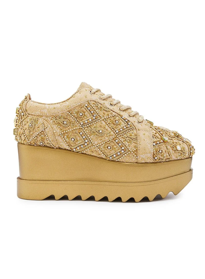 Anaar Anaar Buzz Nation Wedge Sneakers, Womens Festive, Special Occasion and Partywear Premium Shoes