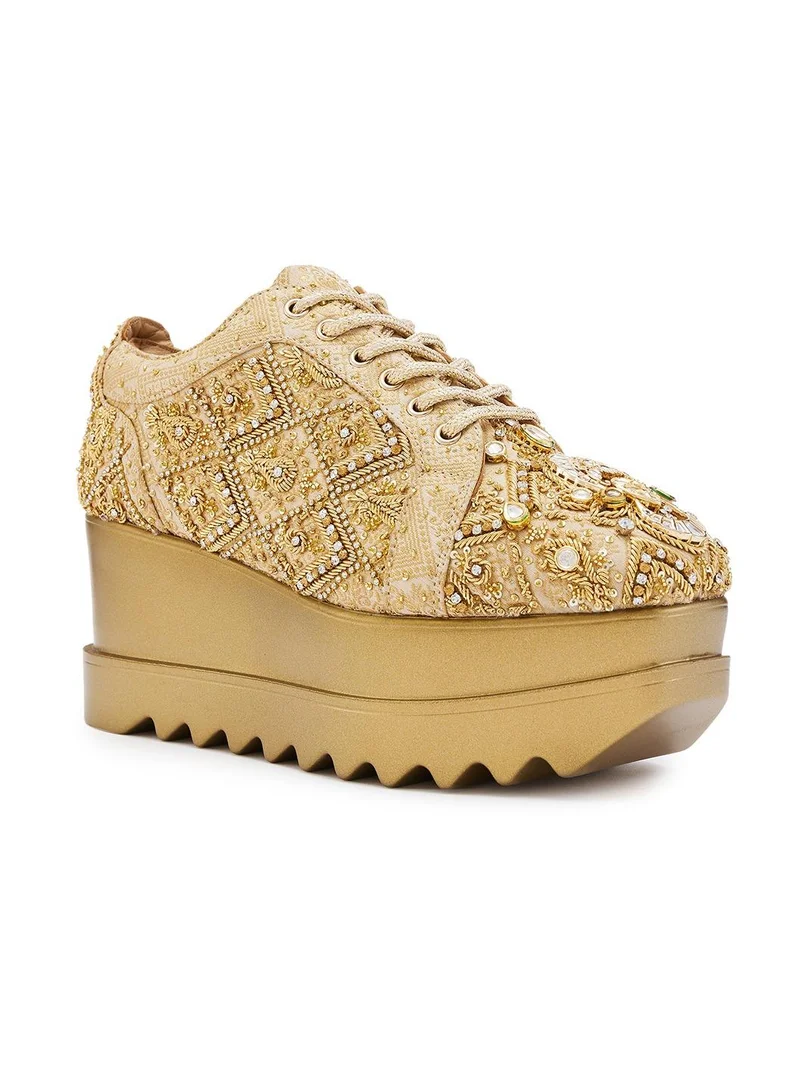 Anaar Anaar Buzz Nation Wedge Sneakers, Womens Festive, Special Occasion and Partywear Premium Shoes