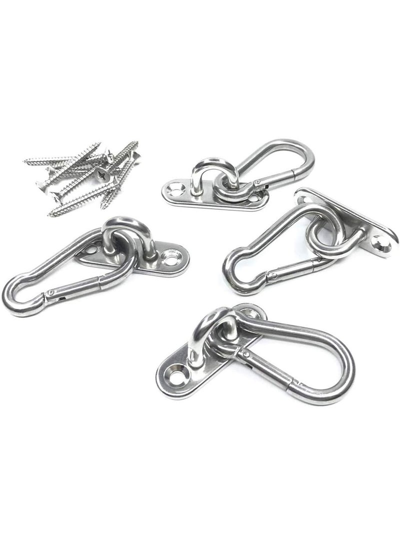 Y&D Stainless Steel Ceiling Hook Pad Eye Plate Wall Mount Hook 1.8 inch Marine Hardware Staple Loop Screws Set 600LB Loading Capacity (Pack of 8) - Image 3