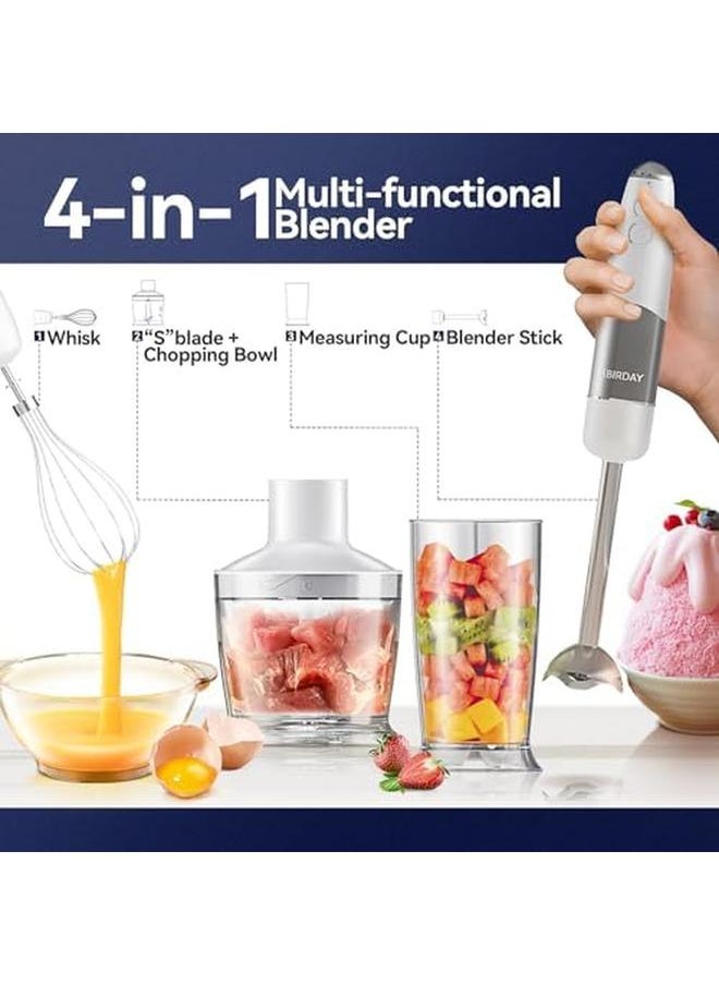 Hand Blender Integrated Storage Stand 800W Multi Purpose Stainless Steel Stick Immersion Blender 6 Speed And Turbo Mode Hand Mixer 700Ml Mixing Beaker 500Ml Food Processor Whisk