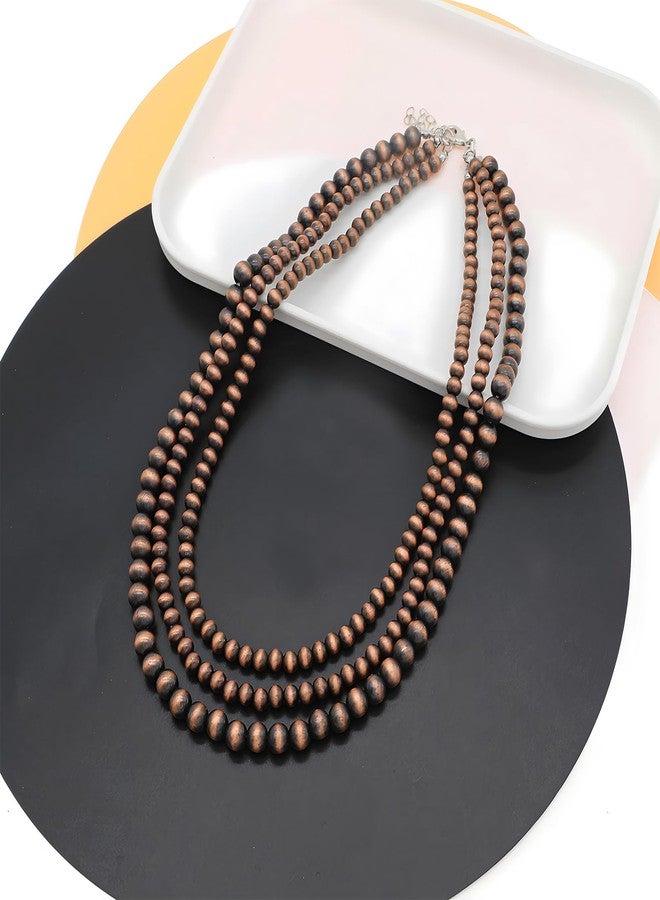 We We Western Navajo Pearl Necklace for Women Multi Layer Pearls Turquoise Beaded Boho Chic Statement Necklaces Southwestern Navajo jewelry (western neckalce) - Image 2