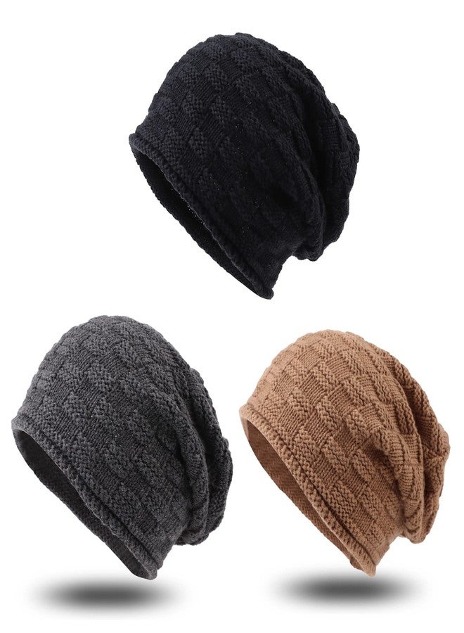 Zsedrut 3PCS Cotton Baby Beanie Autumn Baby Hat Newborn Infant Toddler Beanie Knitted Kids Hats for Boys Girls 0-8Y(Black+Dark Gray+Walnut, 2-8 Years) - Image 1