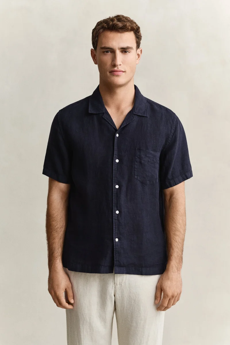 GANT  Regular Gmnt Dyed Linen Short SleeveCamp Shirt for Men | Best Price UAE