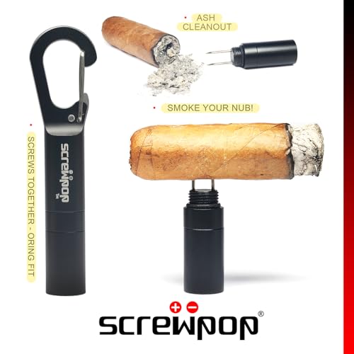 Screwpop Telescoping Cigar Punch 4.0 Ultra-Sharp with Twin Prong Nubber Carabiner Clip Bottle Opener Anodized Black - Image 5