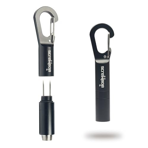 Screwpop Telescoping Cigar Punch 4.0 Ultra-Sharp with Twin Prong Nubber Carabiner Clip Bottle Opener Anodized Black - Image 1