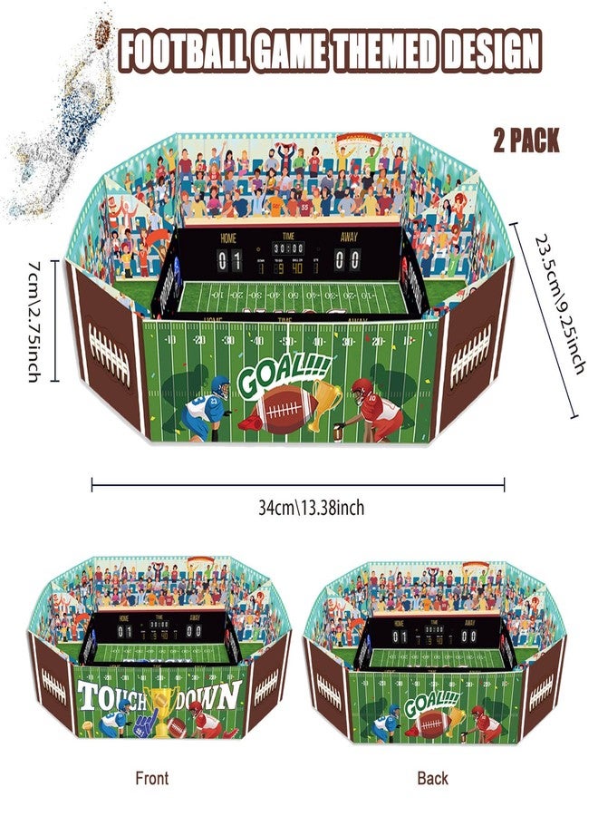 MONNCHA Football Party Decorations Supplies Snacks Tray, Tailgate Essentials Rugby Game Theme Birthday Celebration Snack Bowl Box Plate Paper Serving Platter Stadium Set Trunk Decor Favors Gift 2 PCS - Image 2