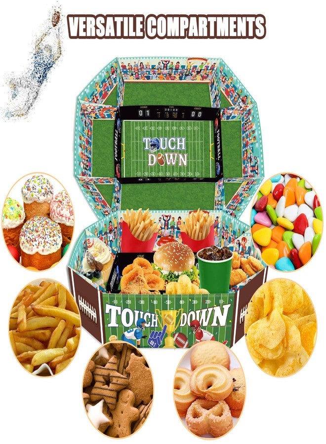 MONNCHA Football Party Decorations Supplies Snacks Tray, Tailgate Essentials Rugby Game Theme Birthday Celebration Snack Bowl Box Plate Paper Serving Platter Stadium Set Trunk Decor Favors Gift 2 PCS - Image 3