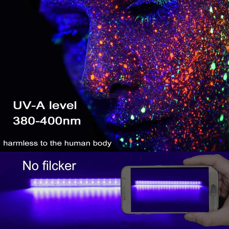 GREENIC USB Black Light Bar, 10W 1ft Upgraded UV LED Blacklight Strip Lights, Small Black Lights for Glow Party, Posters, Tapestry, Room, Bedroom Decor, Body Paint, Halloween Decorations, 2 Pack - Image 4