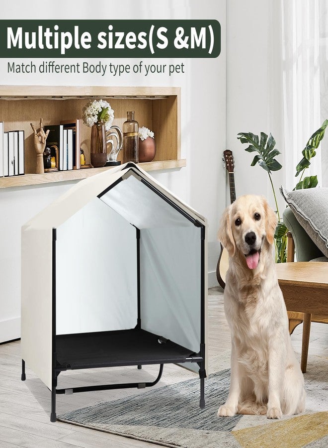 بيت كلاب داخلي وخارجي من CAREDPETS | سرير مرتفع للكلاب مع مظلة للكلاب المتوسطة والكبيرة، سرير خارجي مرتفع للكلاب، خيمة مأوى مقاومة للماء والشمس (30 بوصة × 25 بوصة) - Image 2