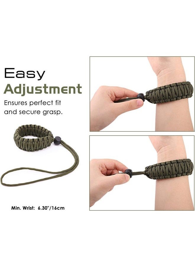 MoKo Universal Paracord Camera Wrist Strap Lanyard - [2 Pack] Nylon Braided Adjustable Camera Hand Grip Strap for Nikon/Canon/Sony/Minolta/Panasonic All DSLR/Digital Cameras, Black/Army Green - Image 4