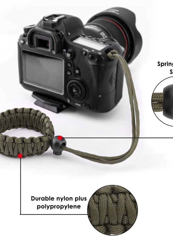 MoKo Universal Paracord Camera Wrist Strap Lanyard - [2 Pack] Nylon Braided Adjustable Camera Hand Grip Strap for Nikon/Canon/Sony/Minolta/Panasonic All DSLR/Digital Cameras, Black/Army Green - Image 3