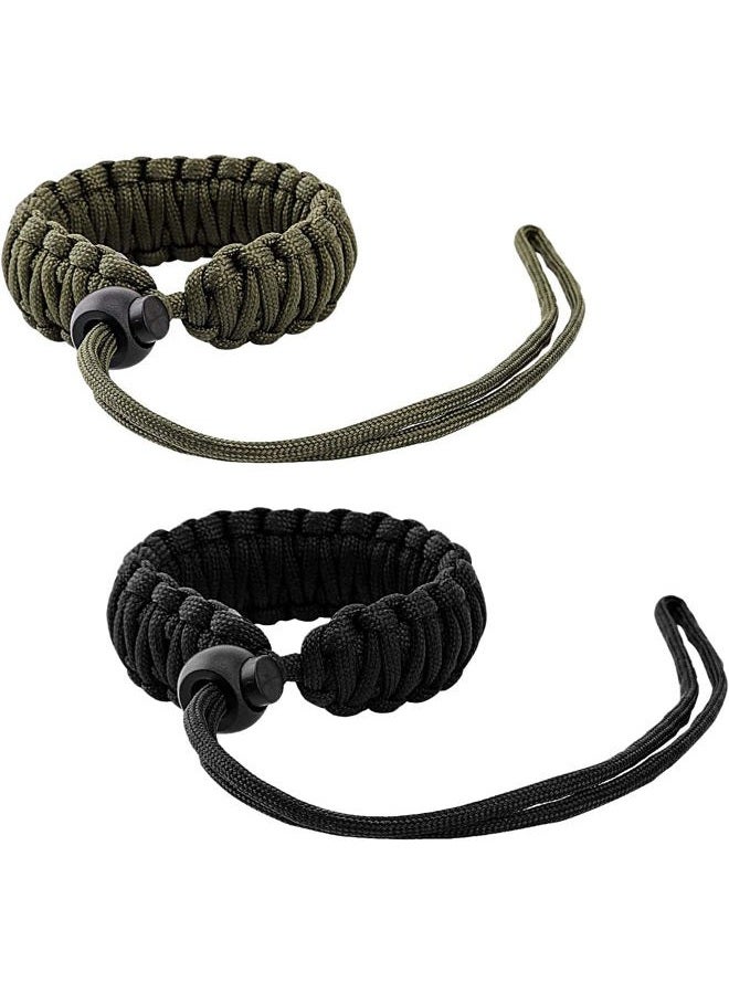 MoKo Universal Paracord Camera Wrist Strap Lanyard - [2 Pack] Nylon Braided Adjustable Camera Hand Grip Strap for Nikon/Canon/Sony/Minolta/Panasonic All DSLR/Digital Cameras, Black/Army Green - Image 1