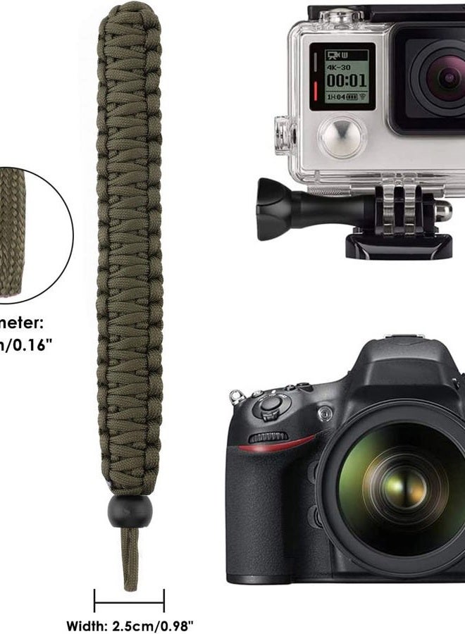 MoKo Universal Paracord Camera Wrist Strap Lanyard - [2 Pack] Nylon Braided Adjustable Camera Hand Grip Strap for Nikon/Canon/Sony/Minolta/Panasonic All DSLR/Digital Cameras, Black/Army Green - Image 2