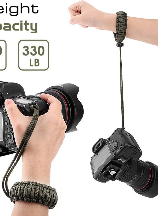 MoKo Universal Paracord Camera Wrist Strap Lanyard - [2 Pack] Nylon Braided Adjustable Camera Hand Grip Strap for Nikon/Canon/Sony/Minolta/Panasonic All DSLR/Digital Cameras, Black/Army Green - Image 5