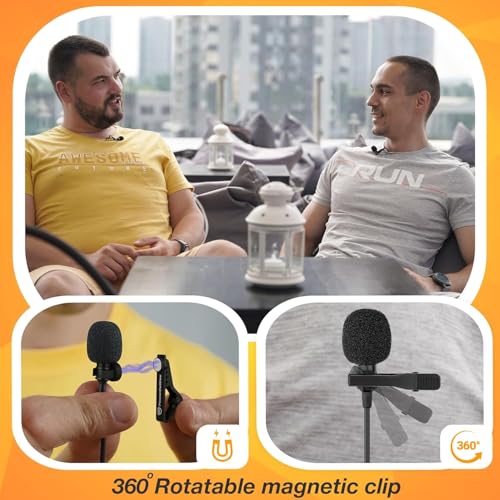 PowerDeWise Professional Grade 2 Lavalier Clip-On Microphones Set for Dual Interview - Double Lav Lapel Microphone - Use for iPhone Phone Camera - Blogging Video Recording Noise Cancelling 3.5mm Mic - Image 3