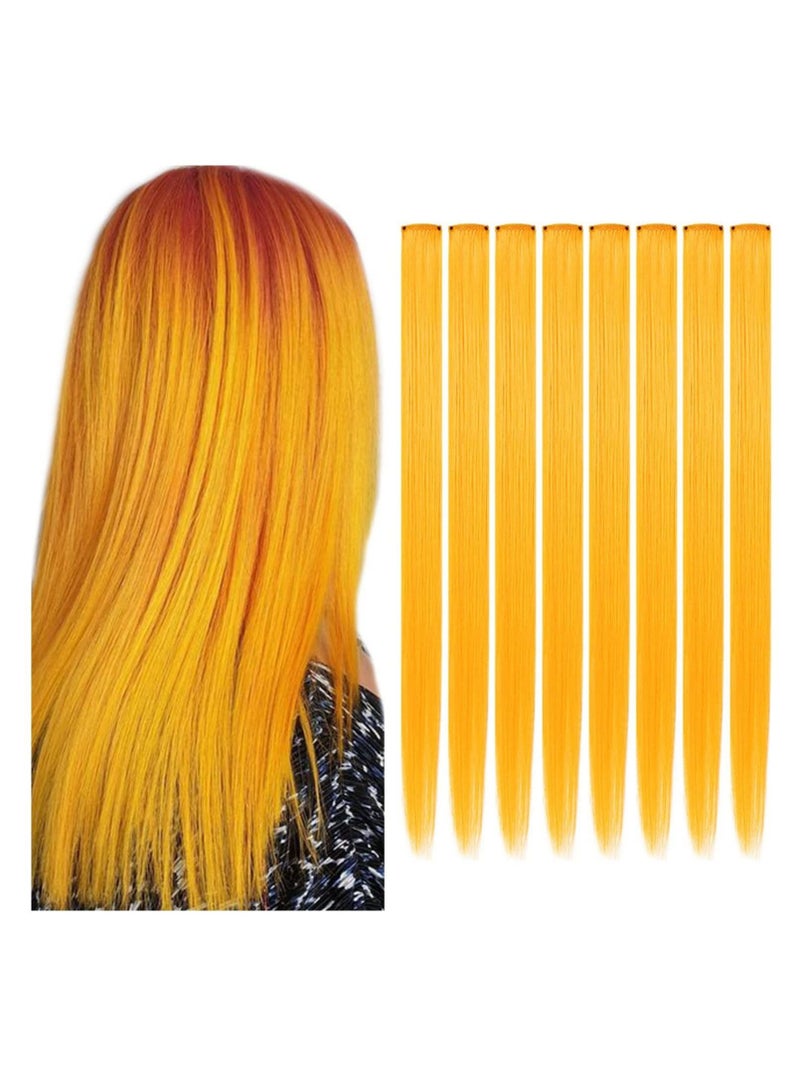 Estelle Girlish Colors Fashion Hair Accessories Clip In On Rainbow Wig Pieces for Amercian Girls and Teens Colored Hair Extension Party Highlight Multiple Colors Hairpieces Orange Teal - Image 1