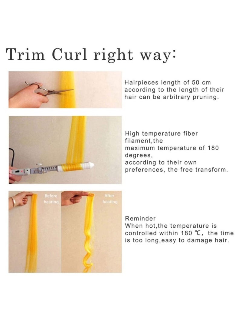 Estelle Girlish Colors Fashion Hair Accessories Clip In On Rainbow Wig Pieces for Amercian Girls and Teens Colored Hair Extension Party Highlight Multiple Colors Hairpieces Orange Teal - Image 3