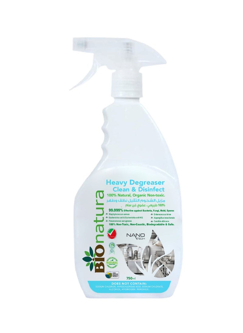 BioNatura - Heavy Degreaser Clean and Disinfect - Bionatura - 100% Natural, Organic, Non-Toxic - Antivirus, Biodegradable and Safe - 750 ML - Image 1