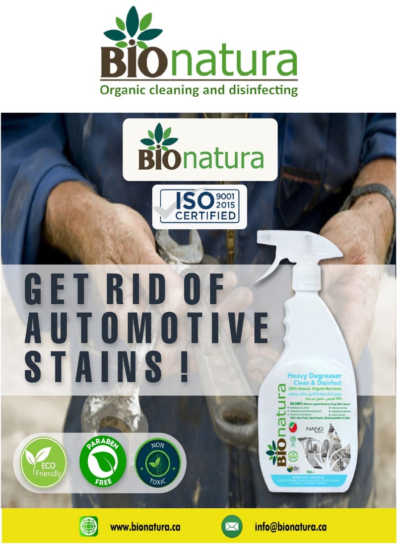 BioNatura - Heavy Degreaser Clean and Disinfect - Bionatura - 100% Natural, Organic, Non-Toxic - Antivirus, Biodegradable and Safe - 750 ML - Image 1