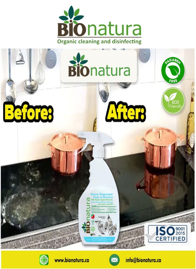BioNatura - Heavy Degreaser Clean and Disinfect - Bionatura - 100% Natural, Organic, Non-Toxic - Antivirus, Biodegradable and Safe - 750 ML - Image 1