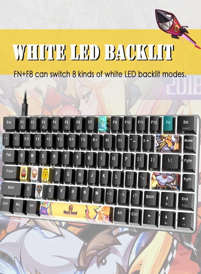 LexonElec Portable 80% Mechanical Gaming Keyboard,Hot-Swappable Compact 82 Keys,White Backlit,PBT Keycaps,Ergonomic Wired Office Keyboard for Windows Laptop PC Mac(Red Switch,Black) - Image 3