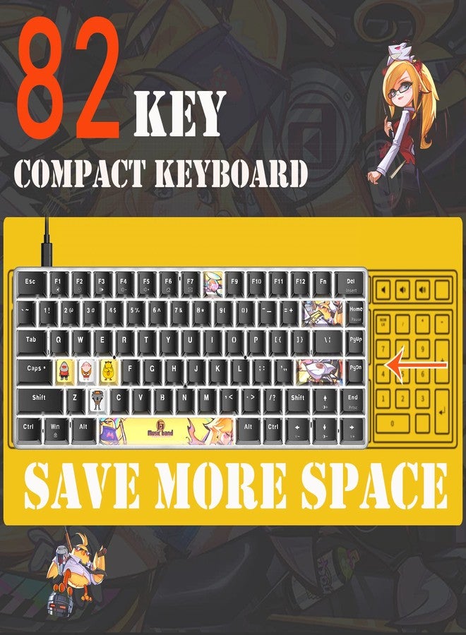 LexonElec Portable 80% Mechanical Gaming Keyboard,Hot-Swappable Compact 82 Keys,White Backlit,PBT Keycaps,Ergonomic Wired Office Keyboard for Windows Laptop PC Mac(Red Switch,Black) - Image 2