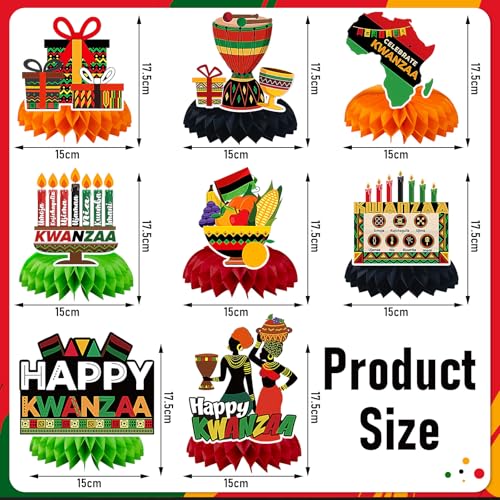 JULMELON 8PCS Kwanzaa Table Decorations Honeycomb Centerpiece Kwanzaa Decor Traditional African Drum Candlestick Table Toppers Happy Kwanzaa Decorations for Office Home Party Favors Supplies - Image 5