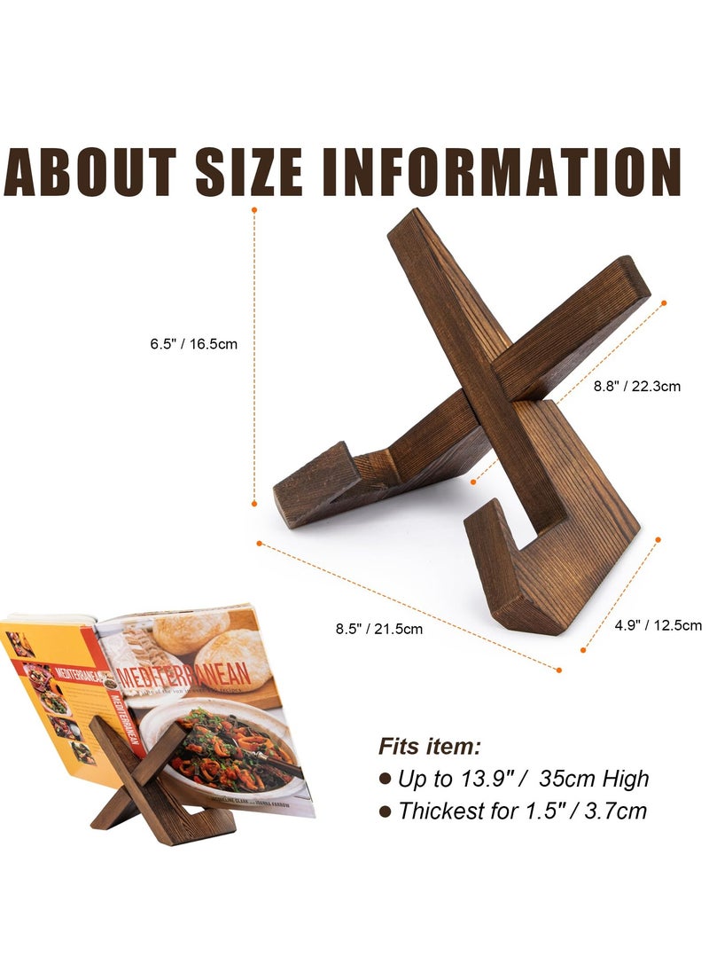 Excefore - Cookbook Stand for Kitchen Handmade Wooden Cookbook Holder Recipe Book Holder for Kitchen Counter Wooden Cookbook Holder Rustic Cook Book Holder Stand Menu Display Stand Rustic Brown - Image 1