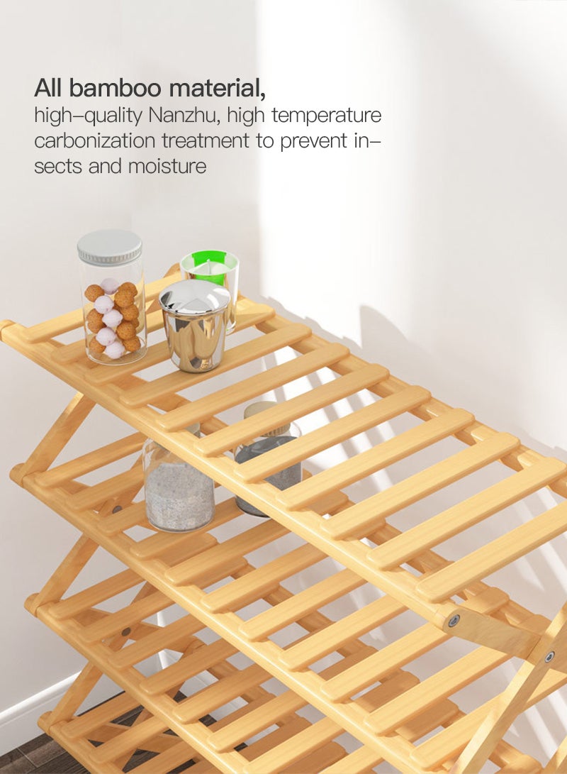 Sharpdo 5-Tier Folding Bamboo Shoe Rack Yellow 70x28x80cm - Image 5