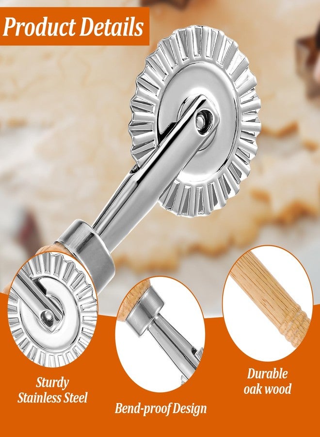Thrymme Fluted Pastry Cutter, Fluted Pastry Wheel 6.3 Inch Stainless Steel with Ergonomic Oak Handle for Pasta, Dumplings & Noodles, 360° Effortless Cutting - Image 4