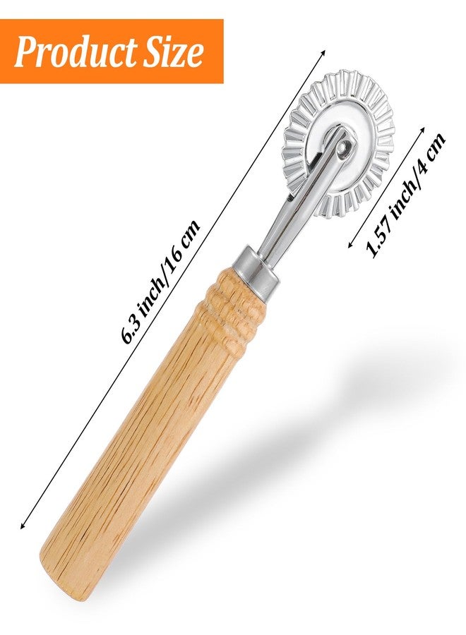 Thrymme Fluted Pastry Cutter, Fluted Pastry Wheel 6.3 Inch Stainless Steel with Ergonomic Oak Handle for Pasta, Dumplings & Noodles, 360° Effortless Cutting - Image 2