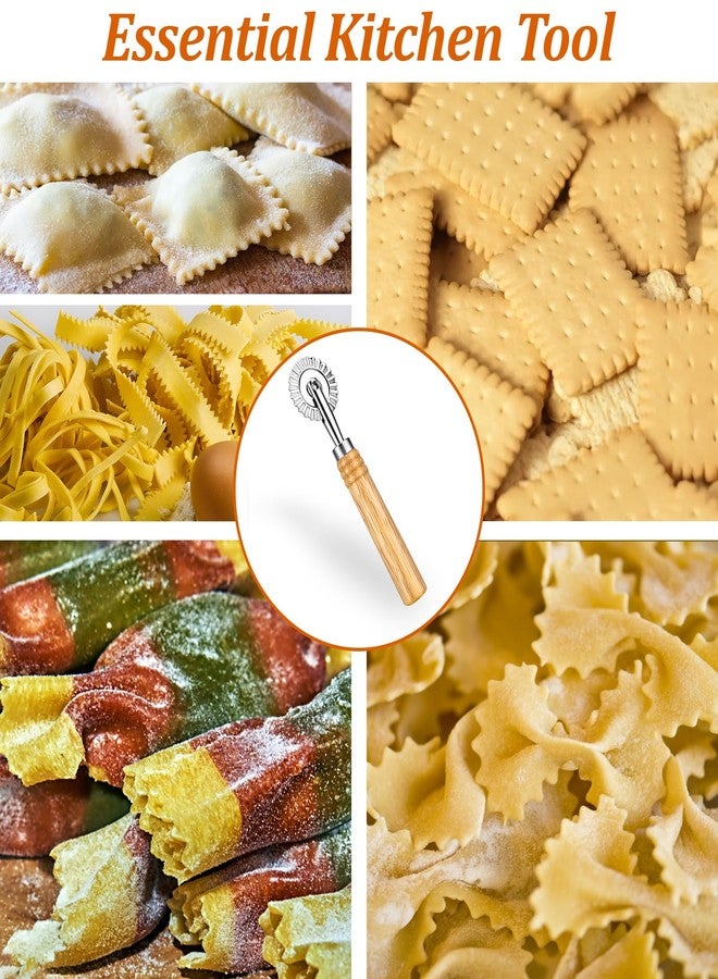 Thrymme Fluted Pastry Cutter, Fluted Pastry Wheel 6.3 Inch Stainless Steel with Ergonomic Oak Handle for Pasta, Dumplings & Noodles, 360° Effortless Cutting - Image 3