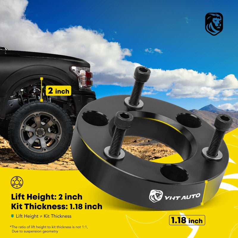 YHTAUTO YHTAUTO 2 inch Front Leveling Lift Kit Compatible with 2004-2023 Nissan Titan/Armada, RWD/4WD, Aluminum Strut Spacers Suspension Leveling Kit w/Hardware Kit Set of 2  - Image 2