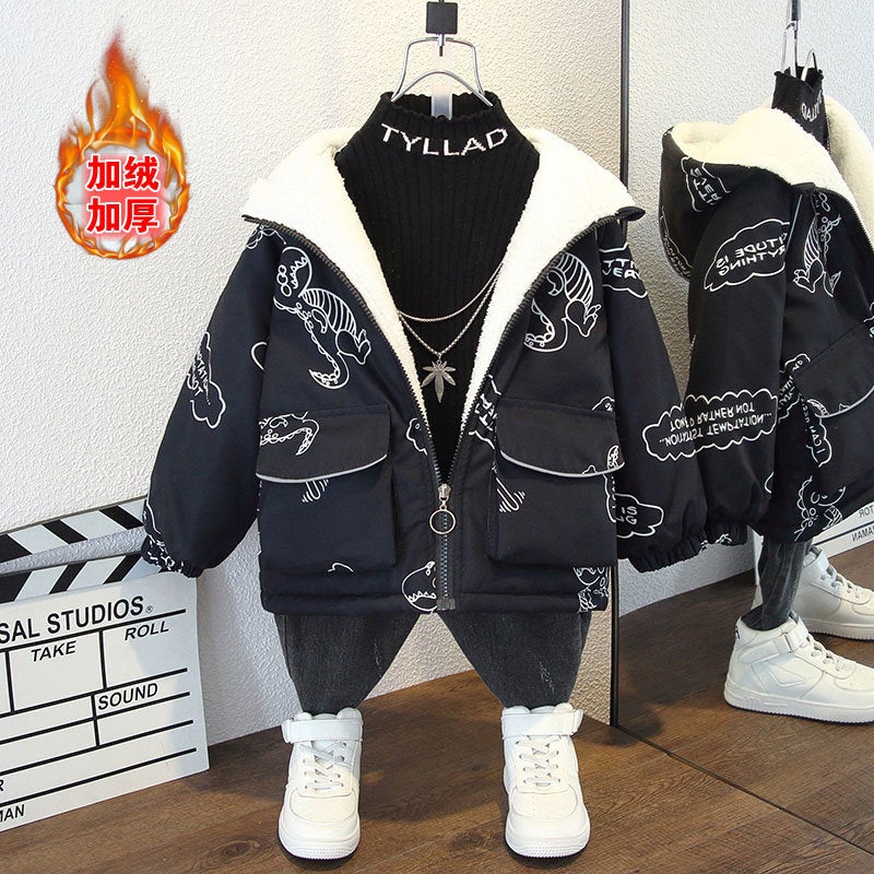 Boy'S Velvet Jacket Children'S Quilted Baseball Suit Boy'S Jacket Baby'S Thickened Cotton Coat - Image 5