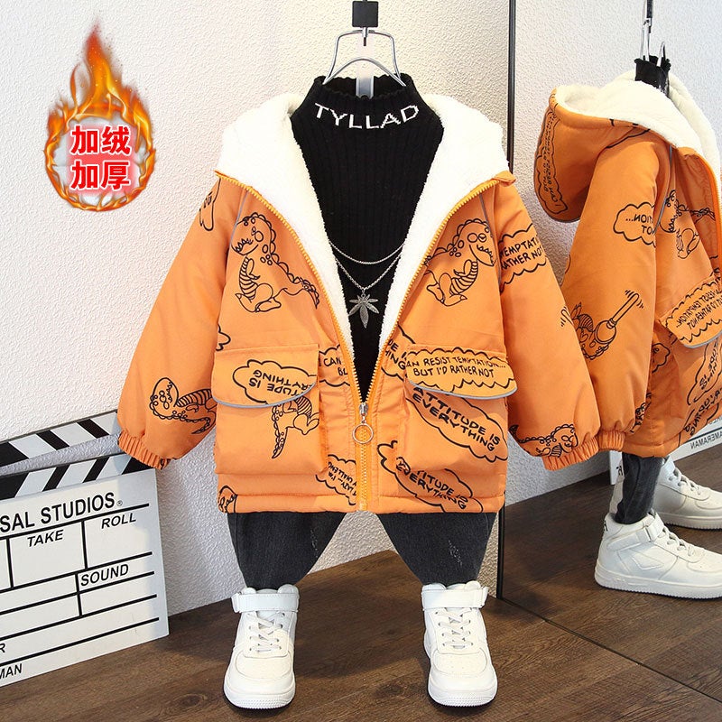 Boy'S Velvet Jacket Children'S Quilted Baseball Suit Boy'S Jacket Baby'S Thickened Cotton Coat - Image 4