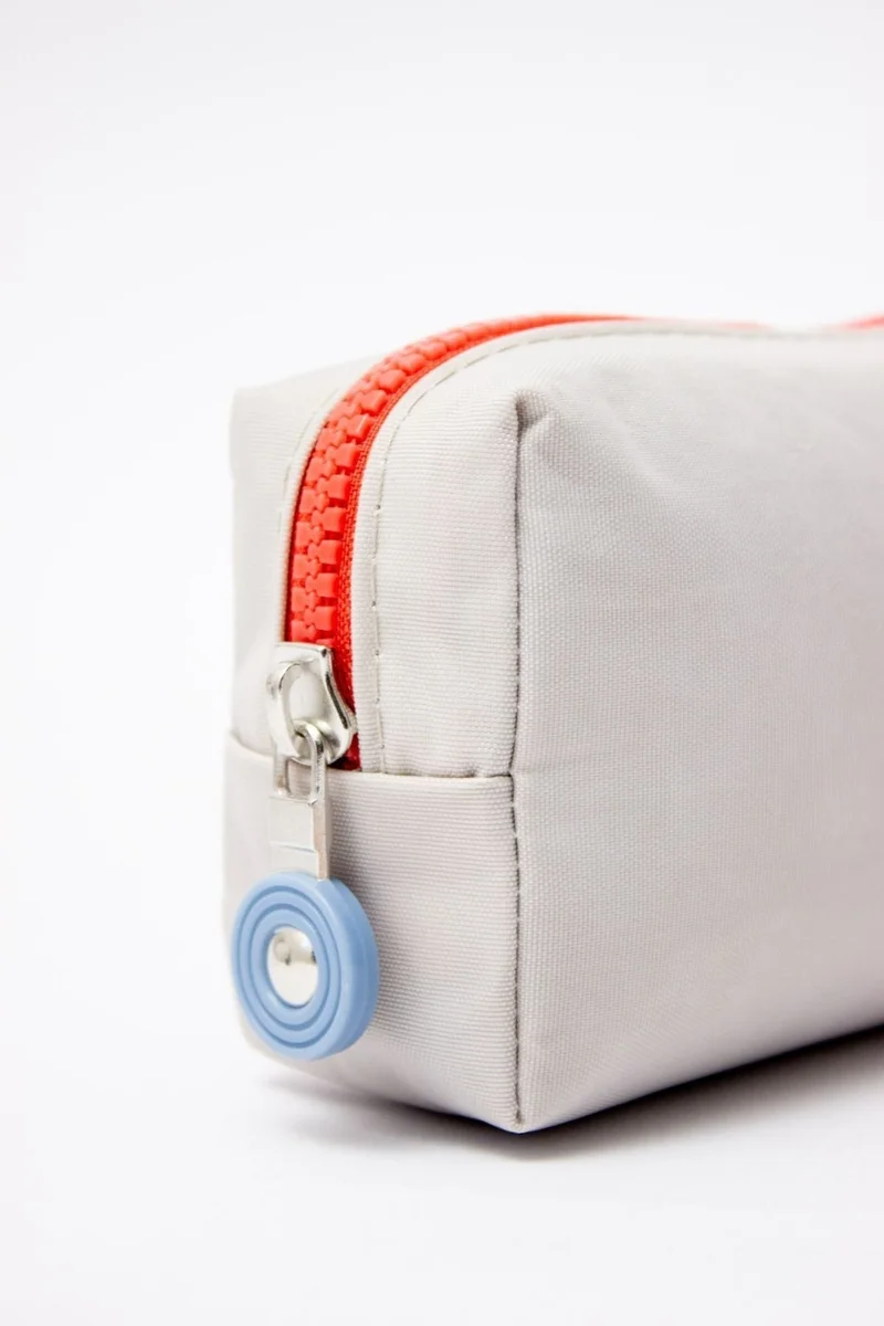 Kaff 01104 Beige - Salmon Crinkle Fabric Single Compartment Washable Pencil Case Pencil Case Makeup Bag