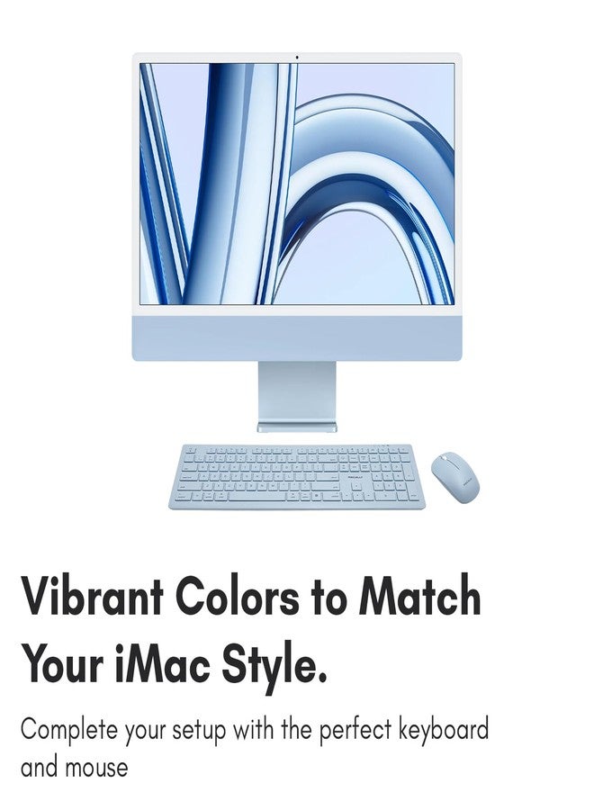 Macally Bluetooth Keyboard and Mouse Combo for Mac, iPad, iPhone - Vibrant iMac Colors - (3 Channels, Rechargeable, Full Size, Emoji Keys) - Mac Mouse and Keyboard Combo Wireless - Light Blue - Image 2
