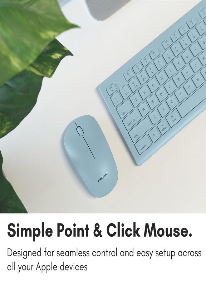 Macally Bluetooth Keyboard and Mouse Combo for Mac, iPad, iPhone - Vibrant iMac Colors - (3 Channels, Rechargeable, Full Size, Emoji Keys) - Mac Mouse and Keyboard Combo Wireless - Light Blue - Image 5