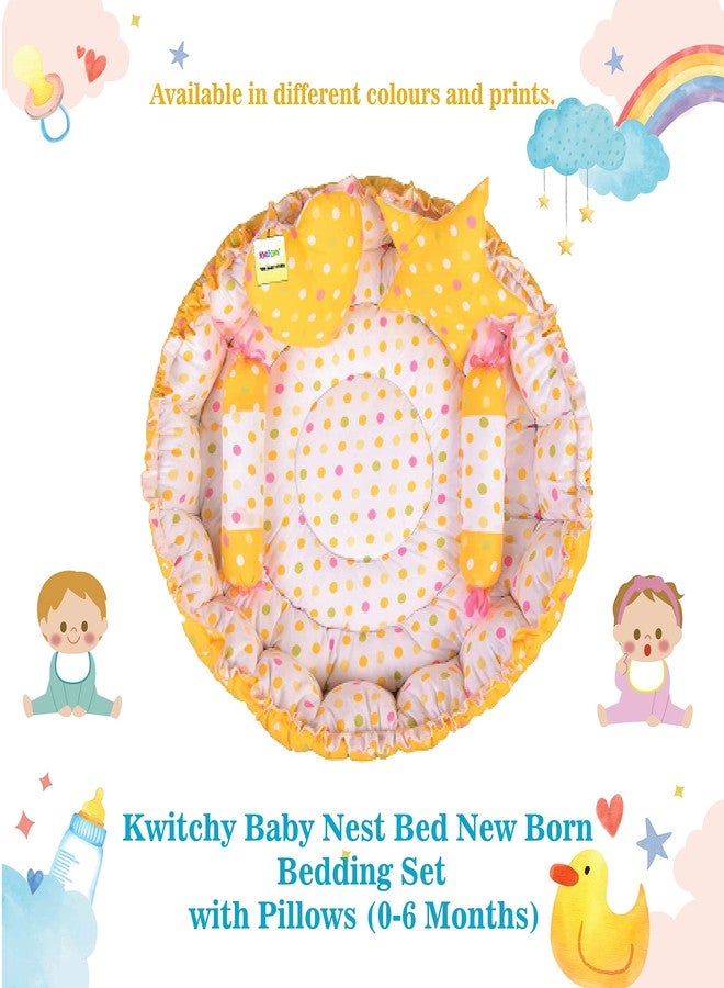 Kwitchy سرير أطفال كويتشي قابل للعكس للمواليد الجدد | طقم مفروشات | حامل | قطن | أطفال رضع | جميع المنتجات | هدية | أساسيات (0-6 أشهر) (مزيج أصفر) - Image 2
