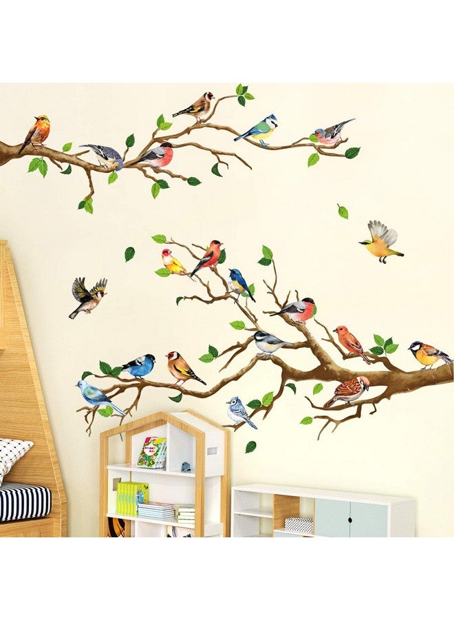 RAINBOW WSK RW-ZSZ1069 Birds On Tree Wall Decals - Colorful Flying Bird Branch Stickers - DIY Removable Green Tree Art Decor for Kids Baby Bedroom, Living Room, Nursery, Office - Image 4
