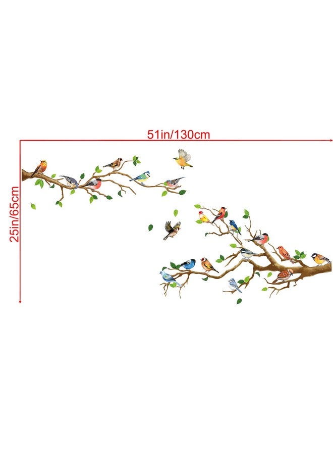 RAINBOW WSK RW-ZSZ1069 Birds On Tree Wall Decals - Colorful Flying Bird Branch Stickers - DIY Removable Green Tree Art Decor for Kids Baby Bedroom, Living Room, Nursery, Office - Image 2