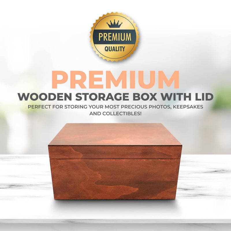 Blake & Lake Large Box With Hinged Lid - Wood Storage Box With Lid - Wooden Keepsake Decorative Boxes With Lids (Dark Oak) - Image 4