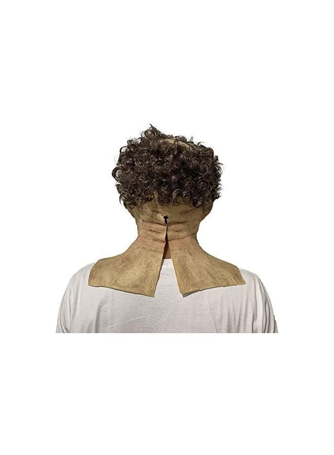 Old Man Mask with Hair Realistic Human Head Mask Halloween Mask Party Costume - Image 4