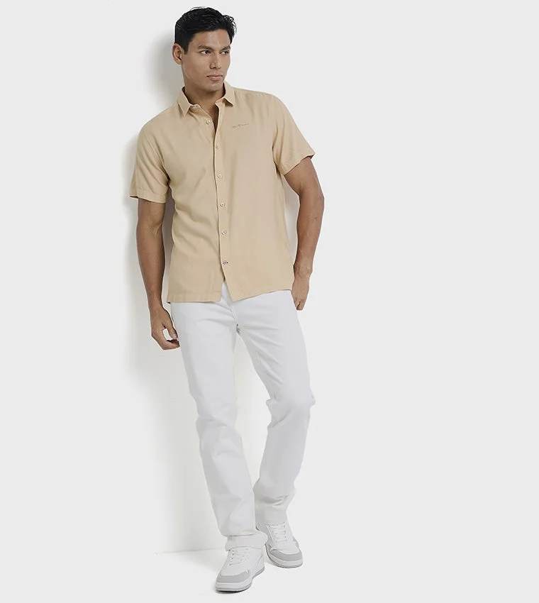 Ben Sherman  Ben Sherman Men's Short Sleeve Solid Shirts for Men | Best Price UAE