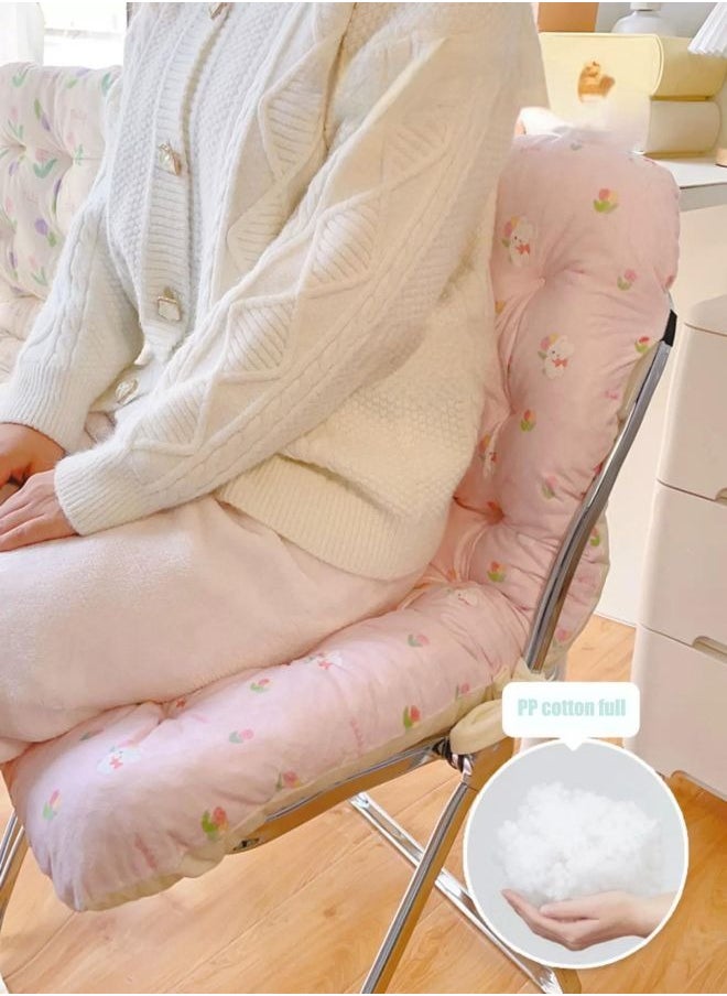 Generic Chair cushion Office chair backrest cushion Anti slip backrest cushion Soft and thick cushion With backrest Comfortable and lovely Home Office Tulip pattern 45x85×8cm  - Image 4