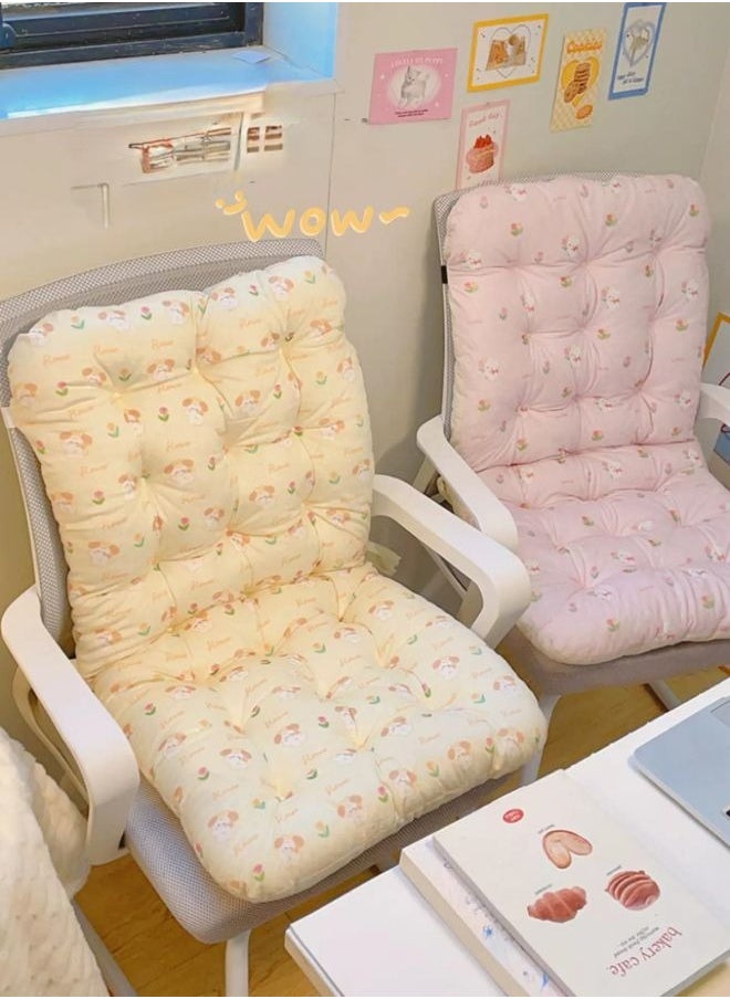 Generic - Chair cushion Office chair backrest cushion Anti slip backrest cushion Soft and thick cushion With backrest Comfortable and lovely Home Office Tulip pattern 45x85×8cm - Image 1