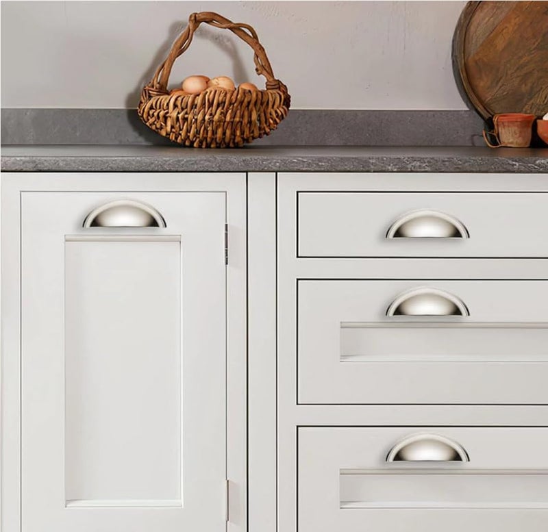Khtumeware 5 Pack 3-3/4"" Drawer Pulls Polished Nickel Cabinet Cup Pulls Kitchen Hardware Cabinet Handles Drawer Handles Knobs 3-3/4 Inch Hole Center - Image 5