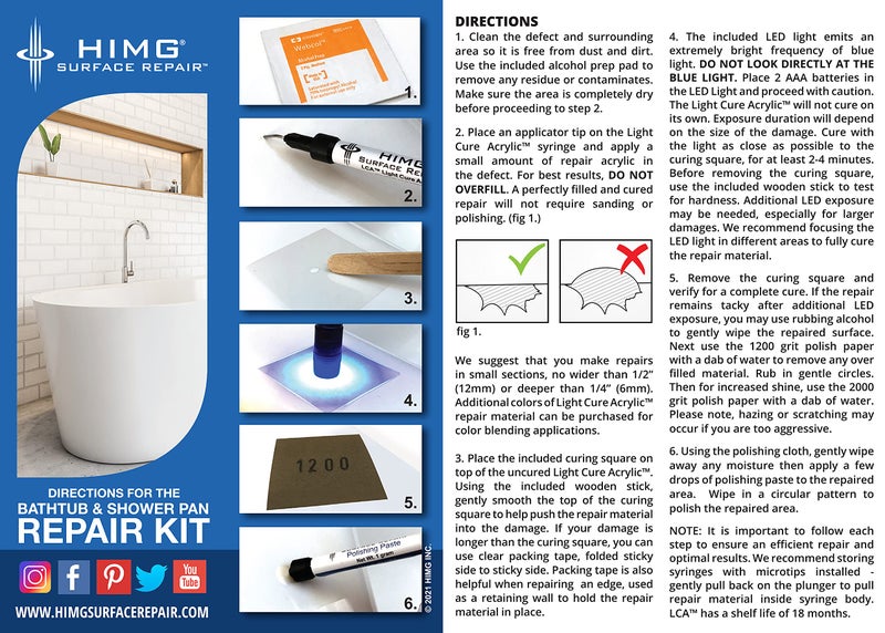 HIMG Bathtub & Shower Pan Repair Kit, Compatible with Kohler White - Image 4