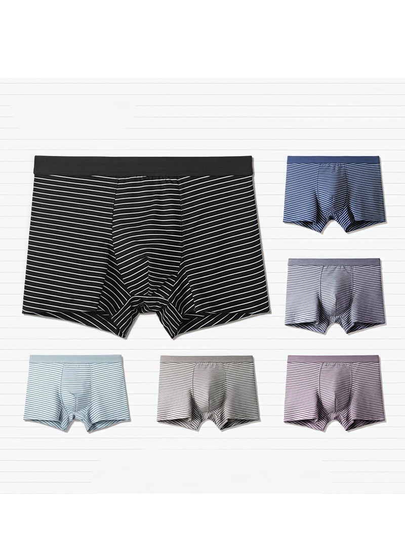 B.JOBSEN Men's 8-piece flat angle underwear - mid waist, summer exclusive, cool and breathable Modal Fabric、 Striped style multi-color sports flat underwear  - Image 1