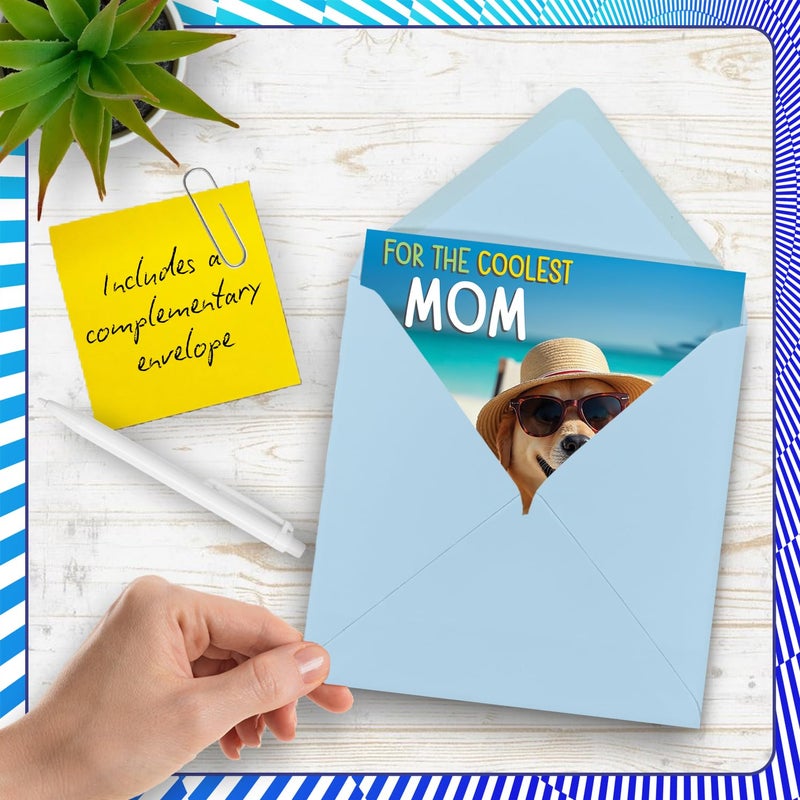 Stuff4 Mom Birthday Card - Chill Beach Dog - Happy Birthday Card for Mom from Son Daughter  5.7 Inch Chill Beach Dog Bday Greeting Cards - Image 5